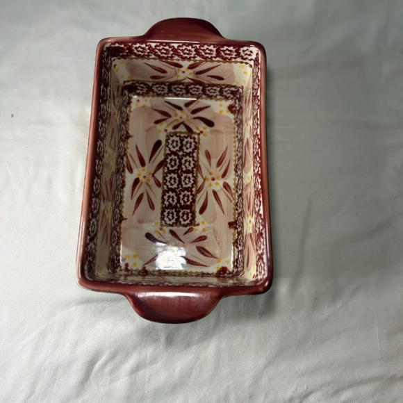 Temptations By Tara Ovenware Baking Loaf Pan Old World Cranberry/Red 1.5 Qt. - Picture 6 of 8